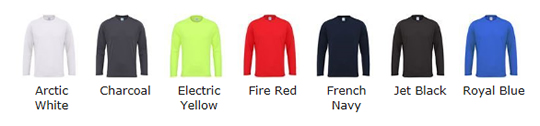 Long Sleeved Technical T Shirt Colour Choices
